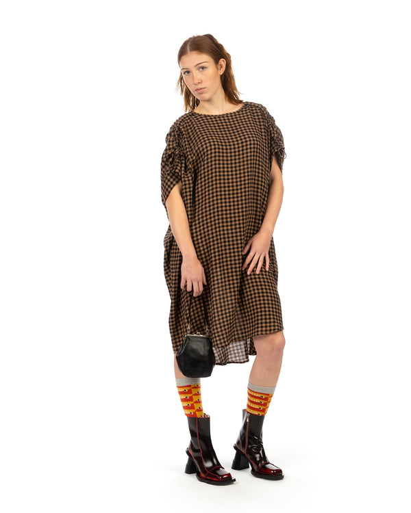 Henrik Vibskov | Renew Dress Beige / Black Checks - Concrete