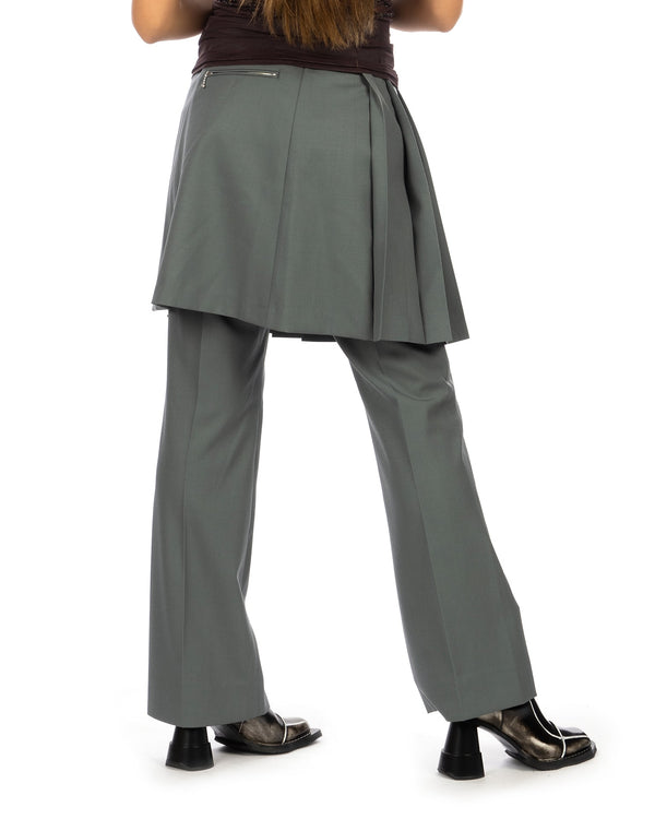 Beautiful People | Logo Gabardine Pleated Mini Skirt Bluegray - Concrete