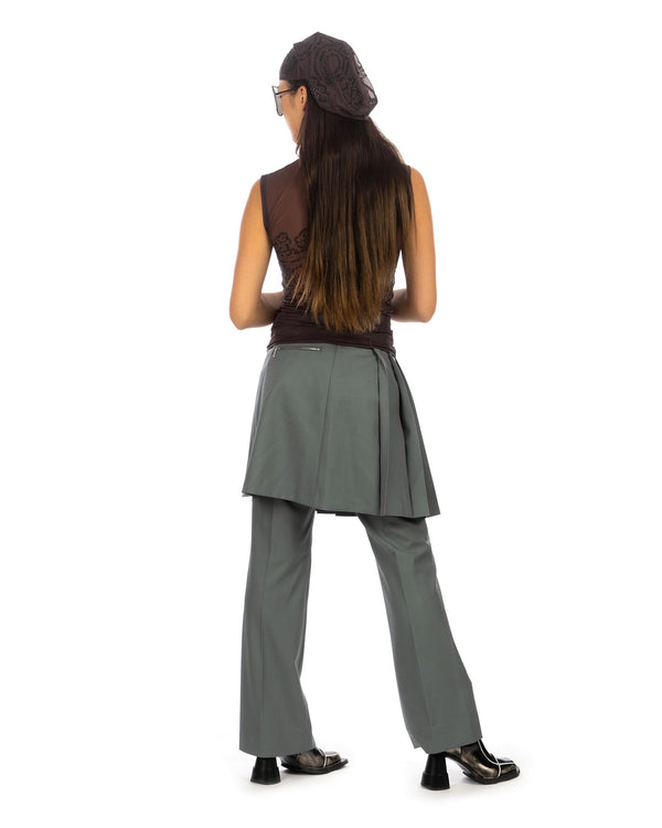 Beautiful People | Logo Gabardine Pleated Mini Skirt Bluegray - Concrete