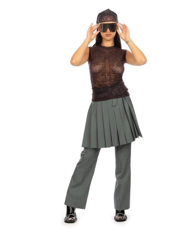 Walter Van Beirendonck | Rhinestone Tree Mesh Top Dark Skin - Concrete