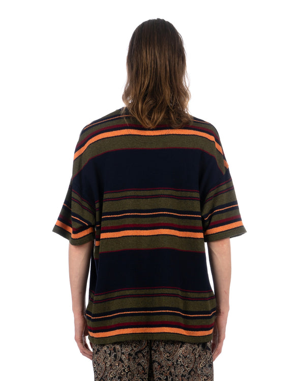 White Mountaineering | Multi Stripe T-Shirt Navy - Concrete