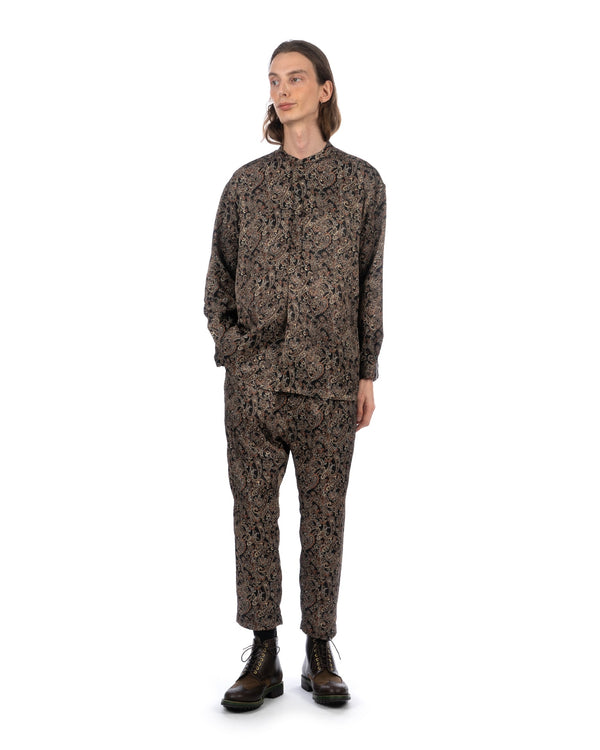 White Mountaineering | Paisley Satin Smock Shirt Black - Concrete