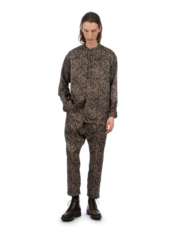 White Mountaineering | Paisley Satin Smock Shirt Black - Concrete
