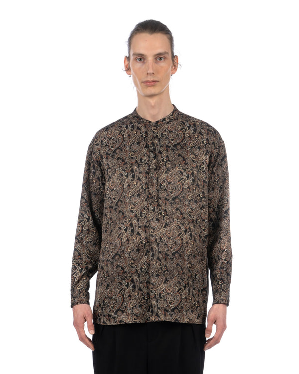 White Mountaineering | Paisley Satin Smock Shirt Black - Concrete