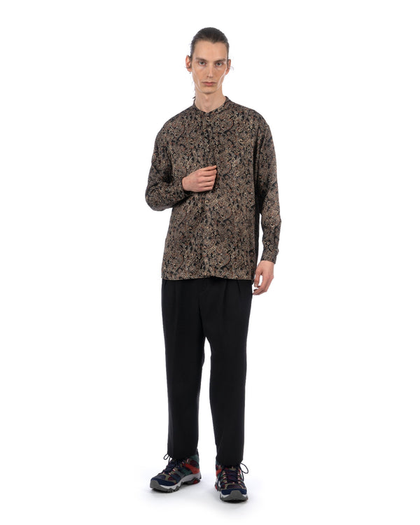White Mountaineering | Paisley Satin Smock Shirt Black - Concrete