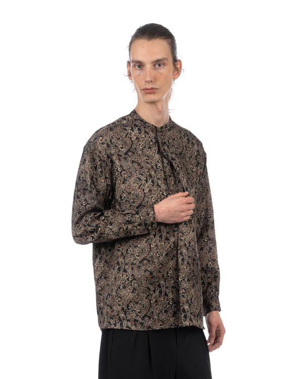 White Mountaineering | Paisley Satin Smock Shirt Black - Concrete