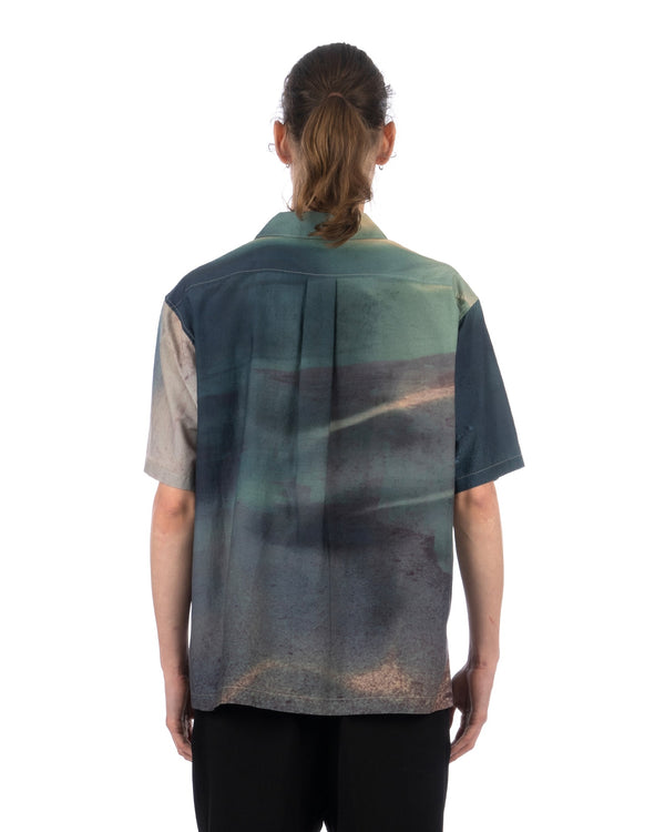 White Mountaineering | Photo Print Open Collar Shirt Multi - Concrete
