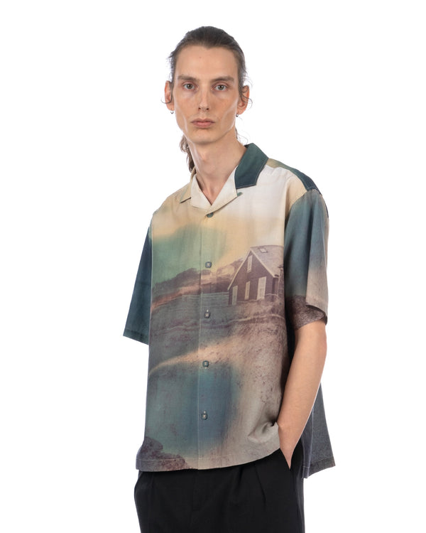 White Mountaineering | Photo Print Open Collar Shirt Multi - Concrete