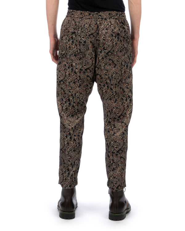 White Mountaineering | Paisley Satin Tapered Easy Pants Black - Concrete