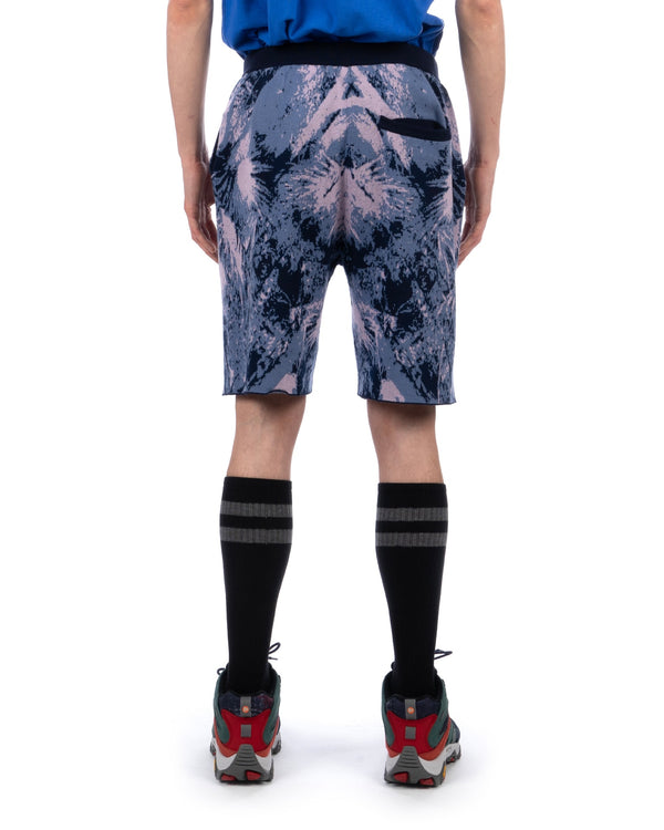 White Mountaineering | Jungle Pattern Knit Shorts Navy / Pink - Concrete