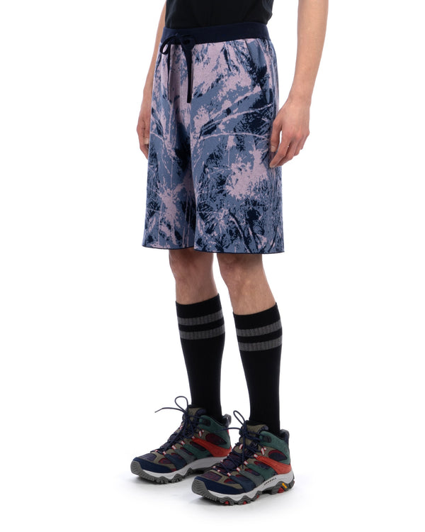 White Mountaineering | Jungle Pattern Knit Shorts Navy / Pink - Concrete