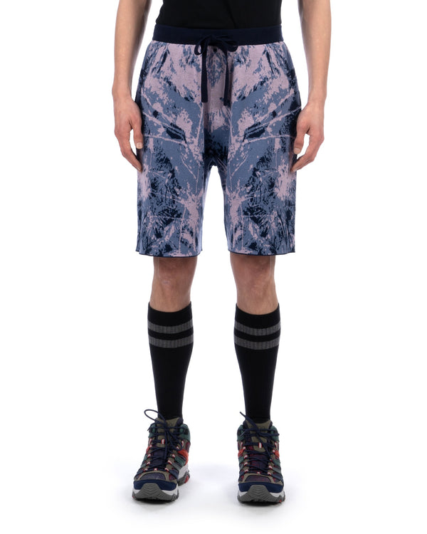 White Mountaineering | Jungle Pattern Knit Shorts Navy / Pink - Concrete