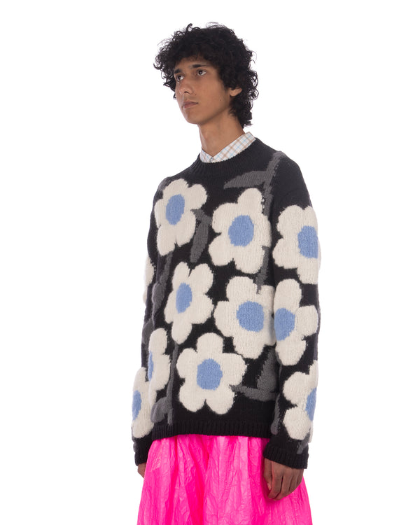 Walter Van Beirendonck | Flower Power Knit Pullover Black - Concrete