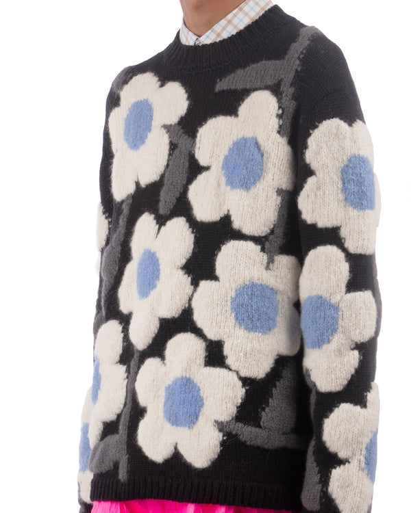 Walter Van Beirendonck | Flower Power Knit Pullover Black - Concrete