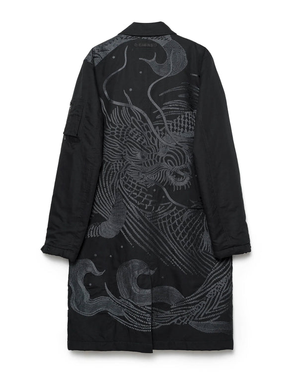 maharishi | Linear Snow Dragon MA Mac Coat Black - Concrete