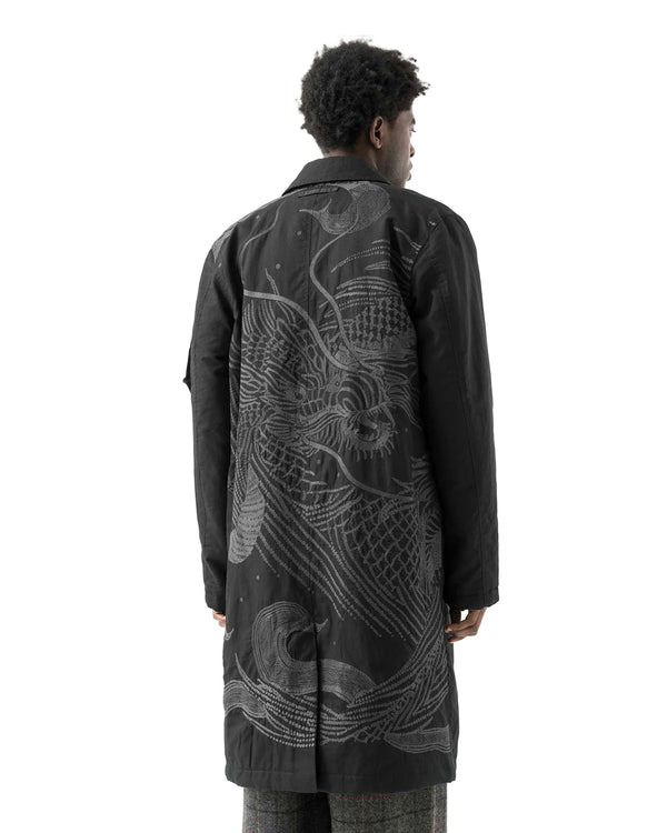 maharishi | Linear Snow Dragon MA Mac Coat Black - Concrete