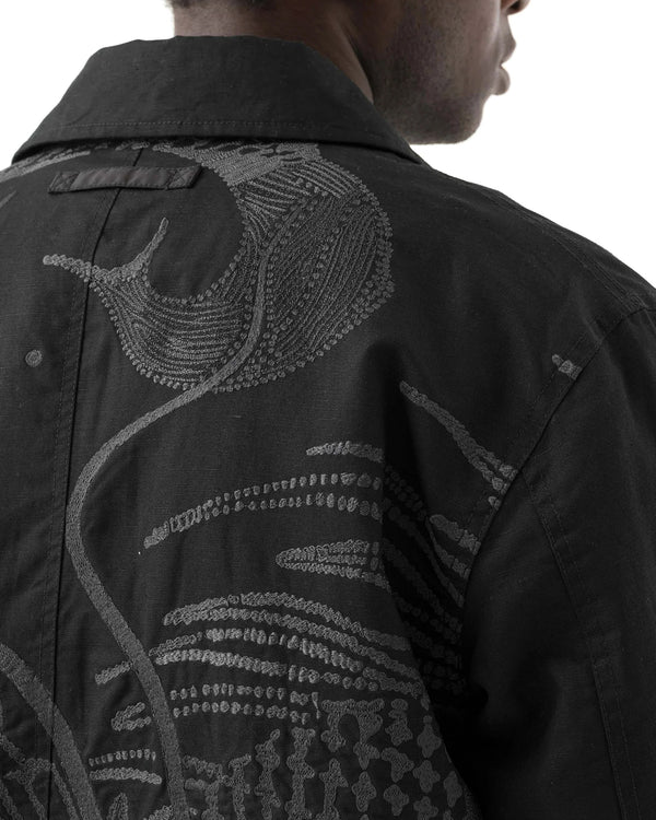 maharishi | Linear Snow Dragon MA Mac Coat Black - Concrete