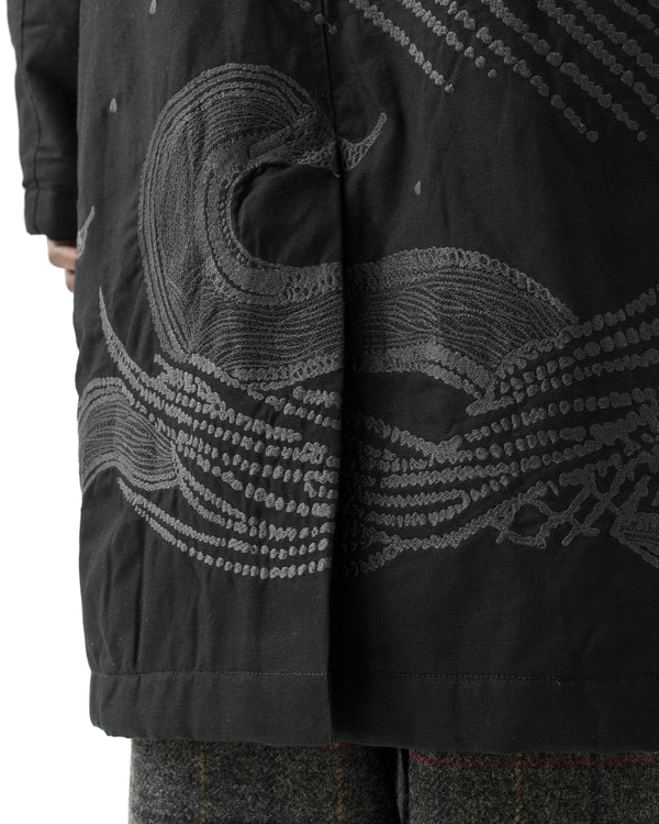 maharishi | Linear Snow Dragon MA Mac Coat Black - Concrete