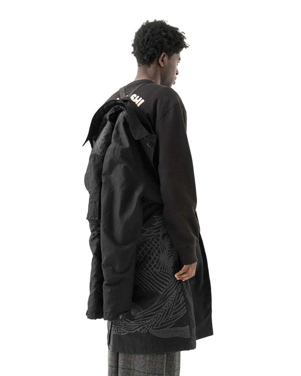 maharishi | Linear Snow Dragon MA Mac Coat Black - Concrete