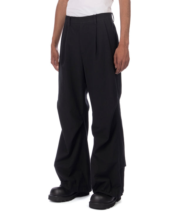 juun.j | Bootcut Adjustable Snap-Tab Pants Wool Black - Concrete