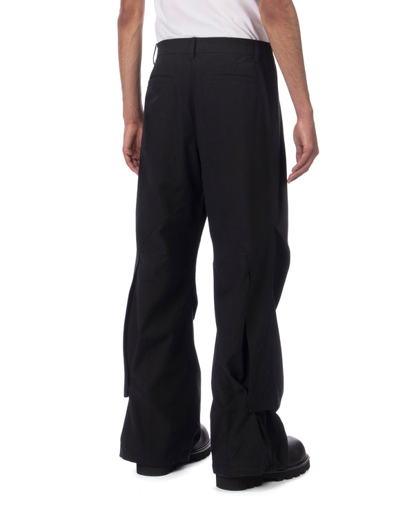 juun.j | Bootcut Adjustable Snap-Tab Pants Wool Black - Concrete