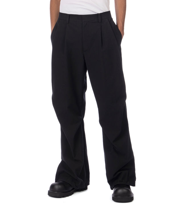 juun.j | Bootcut Adjustable Snap-Tab Pants Wool Black - Concrete