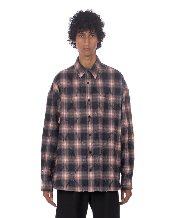juun.j | Argyle Needle-Fringed Check Shirt Blue - Concrete