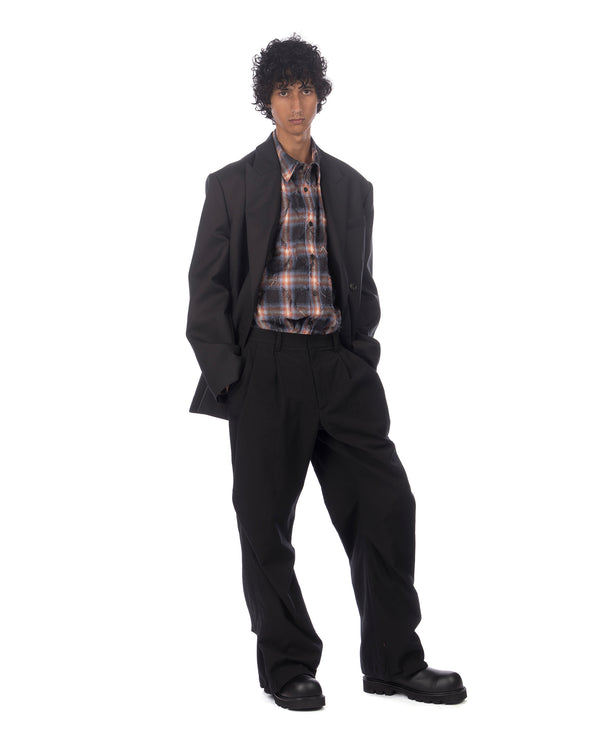 juun.j | Bootcut Adjustable Snap-Tab Pants Wool Black - Concrete