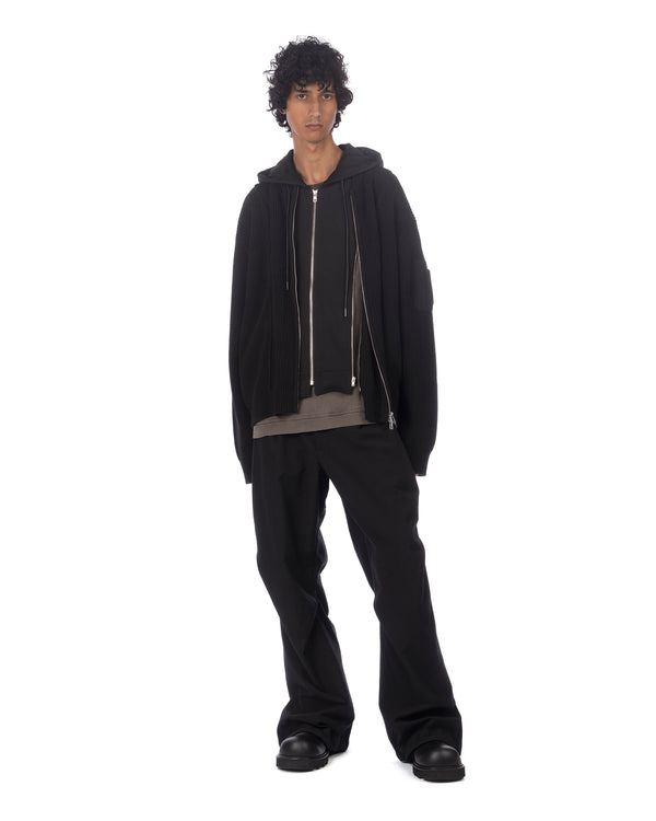 juun.j | Layered Zip-Up Hoodie Knitted Sweater Black - Concrete