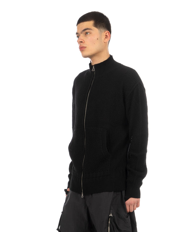 Nilmance | Knitted Tech Cardigan Black - Concrete