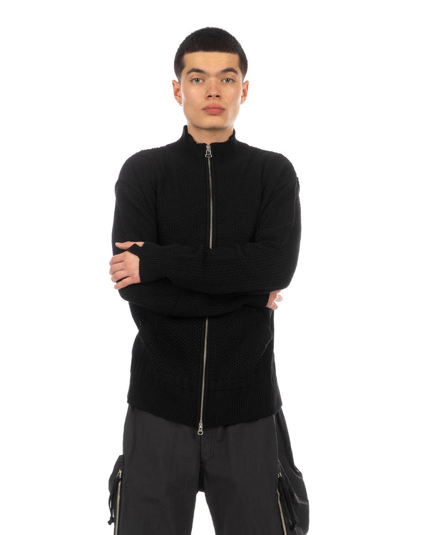 Nilmance | Knitted Tech Cardigan Black - Concrete