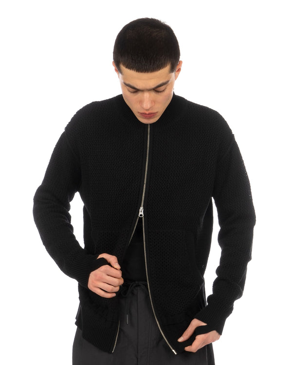 Nilmance | Knitted Tech Cardigan Black - Concrete