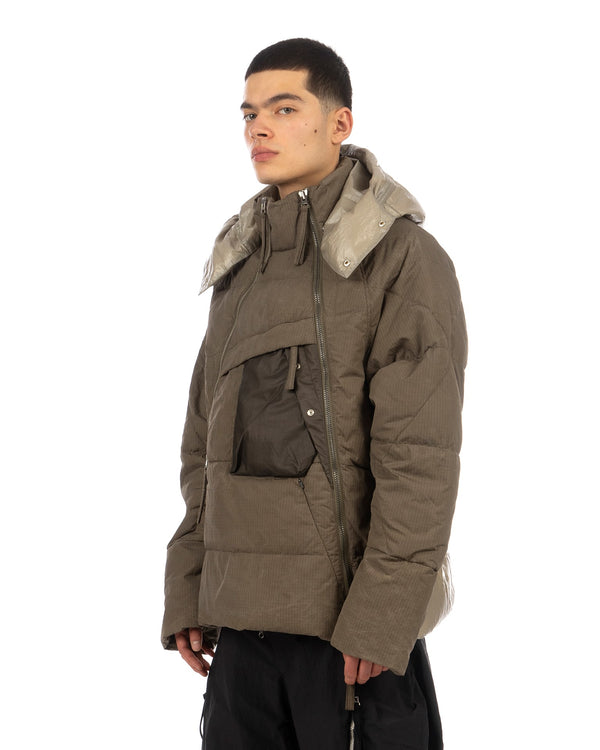 Nilmance | Sequence Zip Olmotex Down Jacket Olive - Concrete