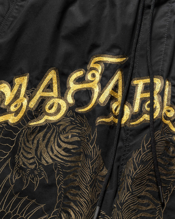 maharishi | 6093 Muay Thai Tiger Dragon Track Shorts Black - Concrete
