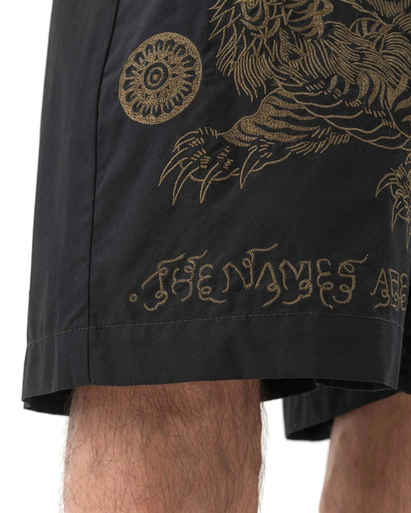 maharishi | 6093 Muay Thai Tiger Dragon Track Shorts Black - Concrete