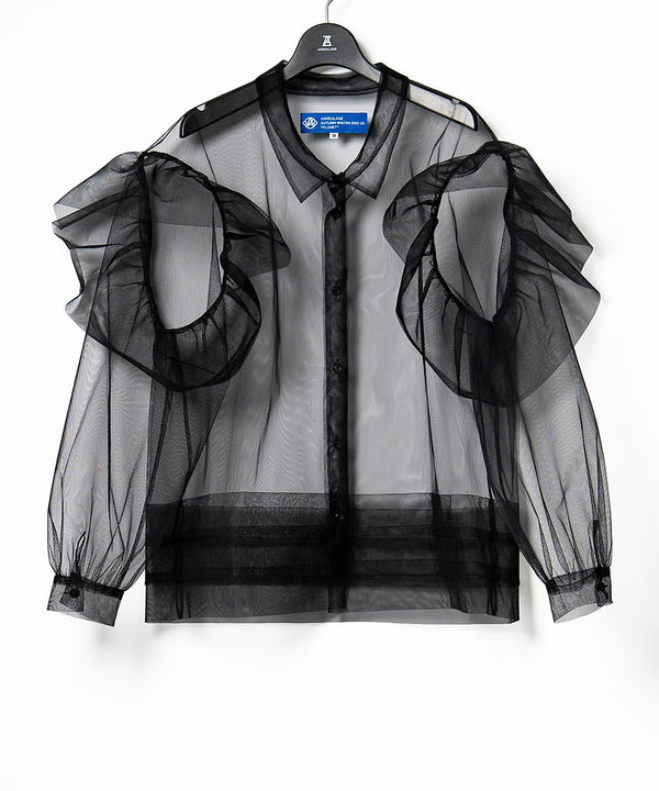ANREALAGE | Spacesuit Tulle Blouse Black - Concrete