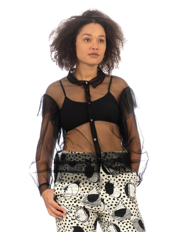 ANREALAGE | Spacesuit Tulle Blouse Black - Concrete