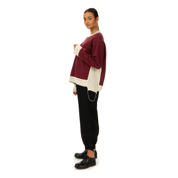 AMBUSH | Panel Sweatshirt Wine / Light Beige - Concrete
