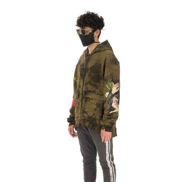 ALCHEMIST | Amazonia Utility Zip-Up Hoodie Kalamata Stone Wash - Concrete
