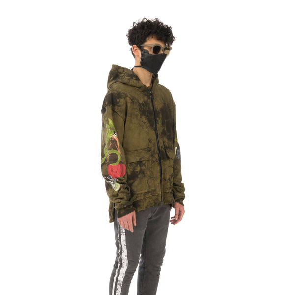ALCHEMIST | Amazonia Utility Zip-Up Hoodie Kalamata Stone Wash - Concrete