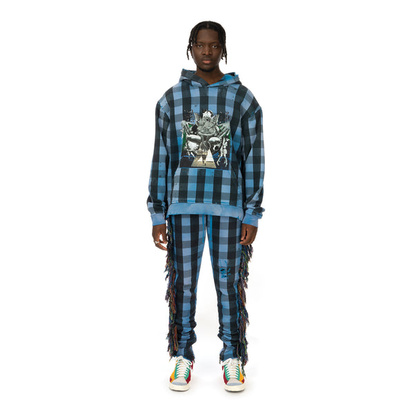 ALCHEMIST | Babylon Burning Hoodie Blue / Black Check - Concrete