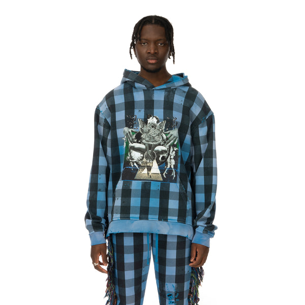 ALCHEMIST | Babylon Burning Hoodie Blue / Black Check - Concrete