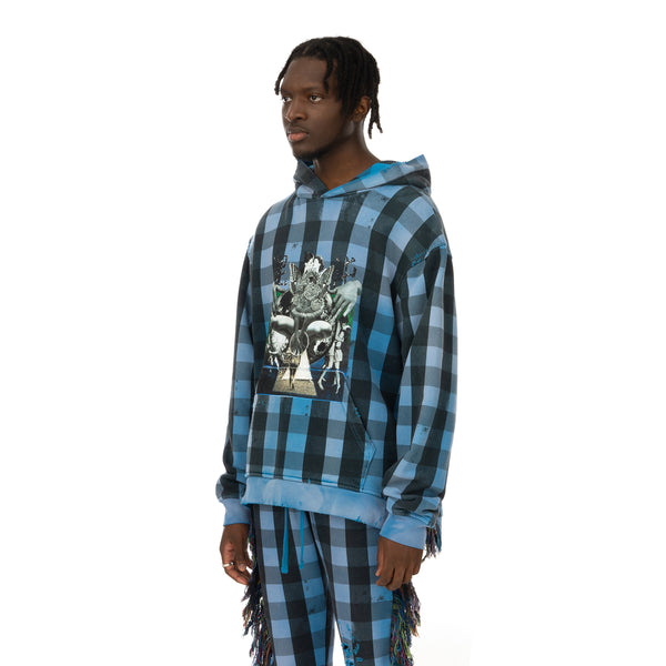 ALCHEMIST | Babylon Burning Hoodie Blue / Black Check - Concrete