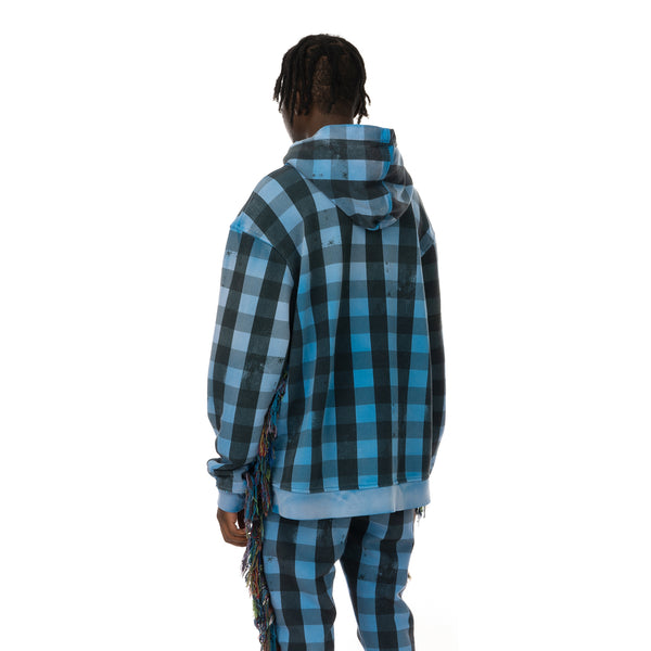 ALCHEMIST | Babylon Burning Hoodie Blue / Black Check - Concrete