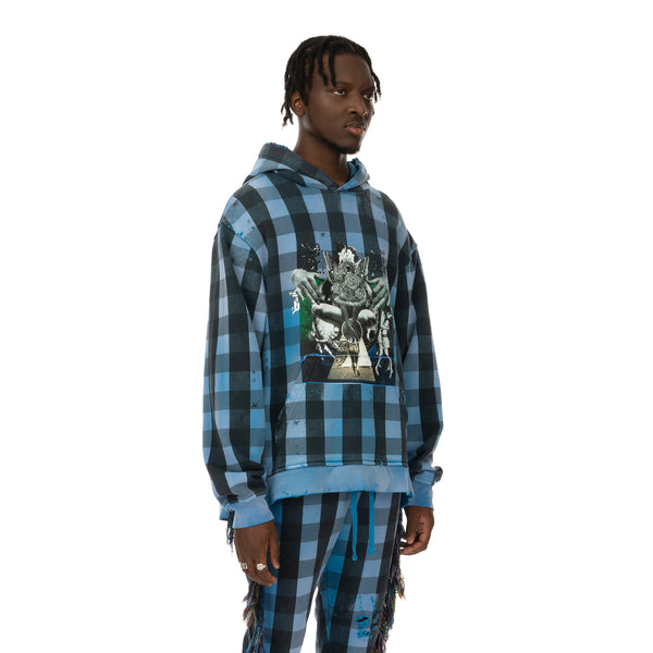 ALCHEMIST | Babylon Burning Hoodie Blue / Black Check - Concrete