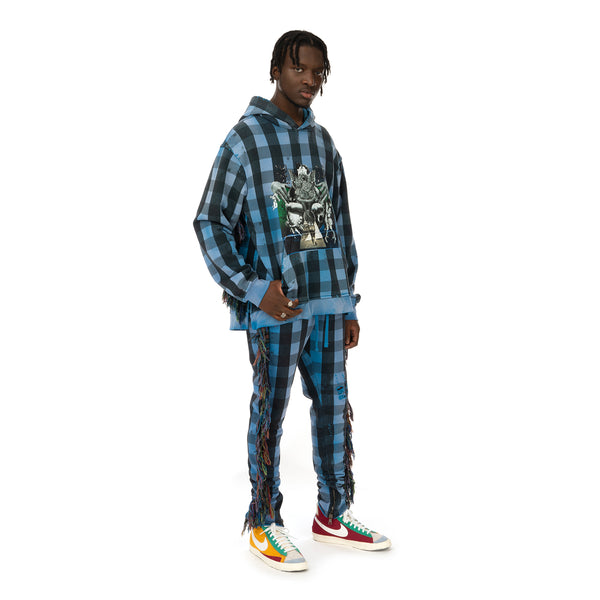 ALCHEMIST | Babylon Burning Hoodie Blue / Black Check - Concrete