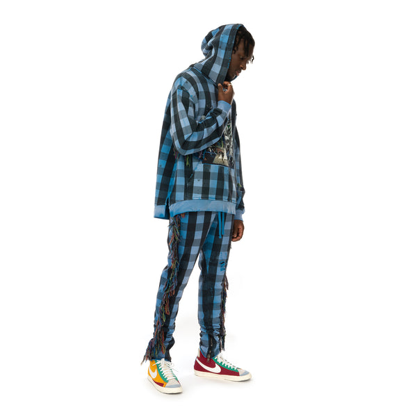 ALCHEMIST | Babylon Burning Hoodie Blue / Black Check - Concrete