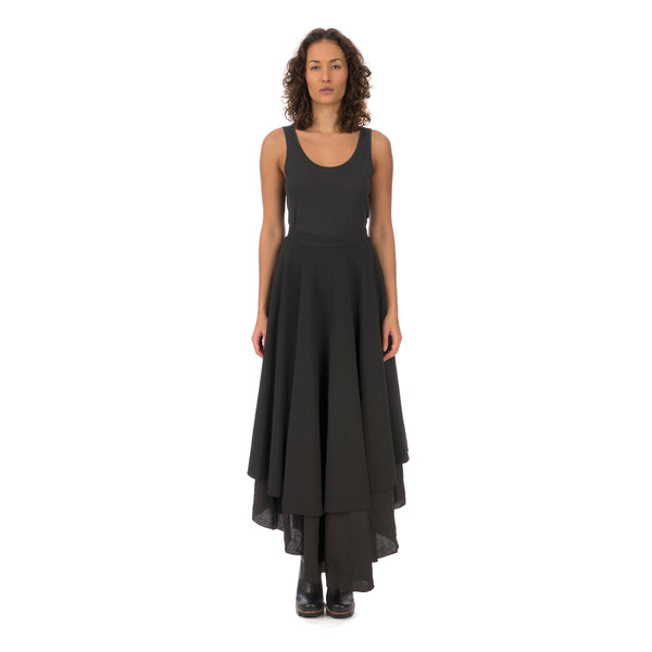 Andrea Ya'aqov | W Two Layer Skirt Linen Black - Concrete
