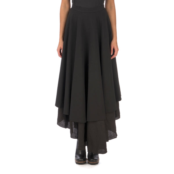 Andrea Ya'aqov | W Two Layer Skirt Linen Black - Concrete