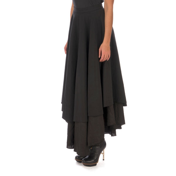 Andrea Ya'aqov | W Two Layer Skirt Linen Black - Concrete